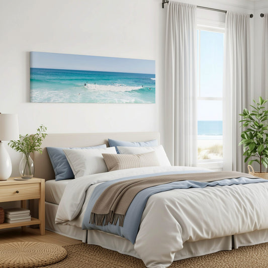 Above the bed 50x150cm panoramic surf art