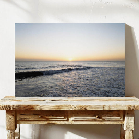 Sunset Ocean Waves Framed Canvas Wall Art