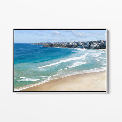 Bondi Beach White Framed Canvas Print