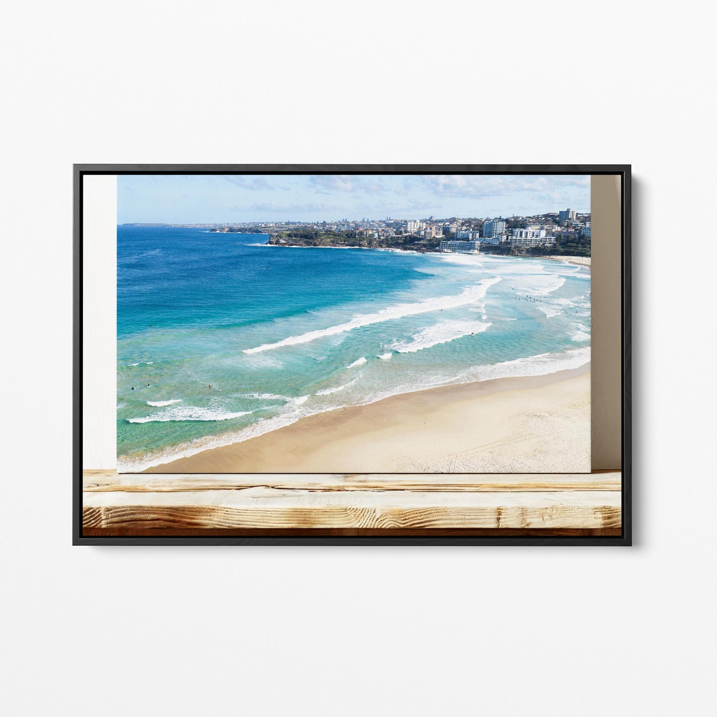Bondi Aerial Black Framed Canvas