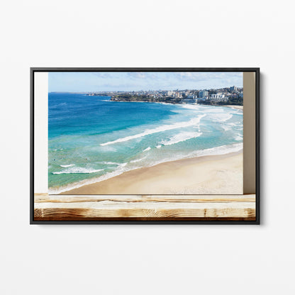 Bondi Aerial Black Framed Canvas