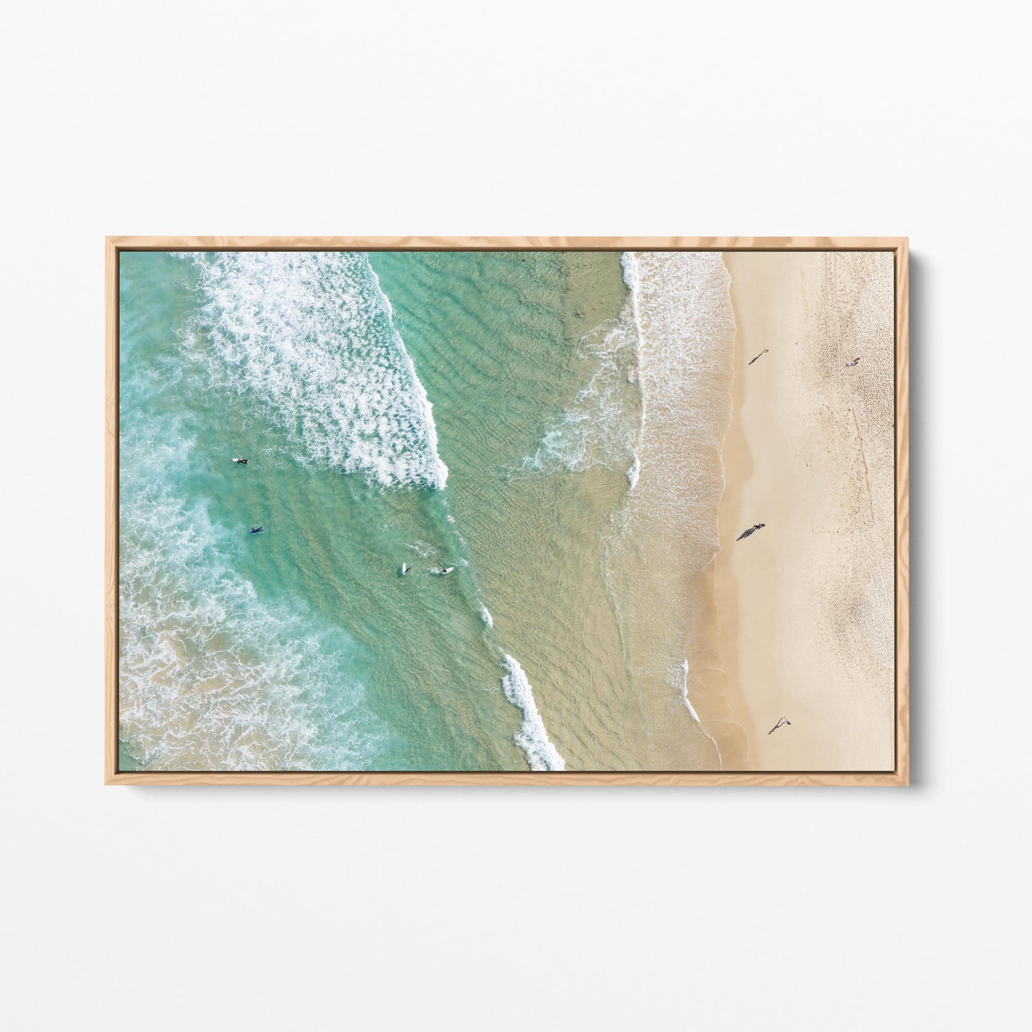 Bondi Aerial Oak Framed Canvas