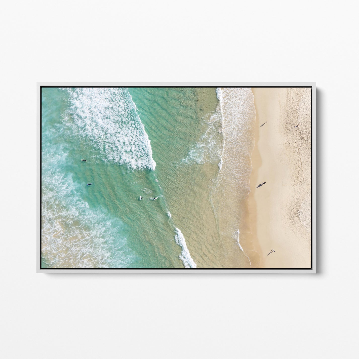 Bondi Aerial White Framed Canvas