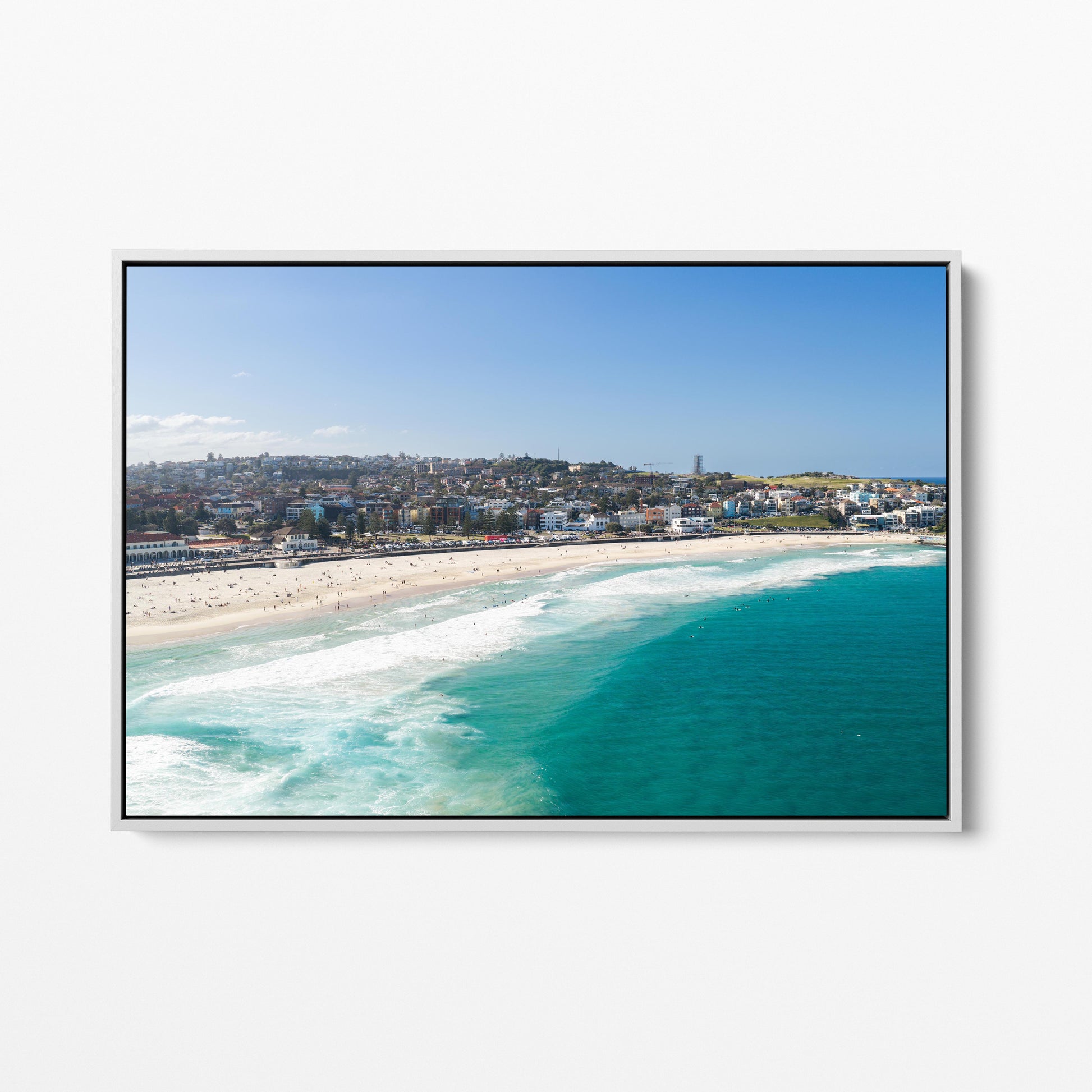 Bondi Beach White Framed Canvas Art