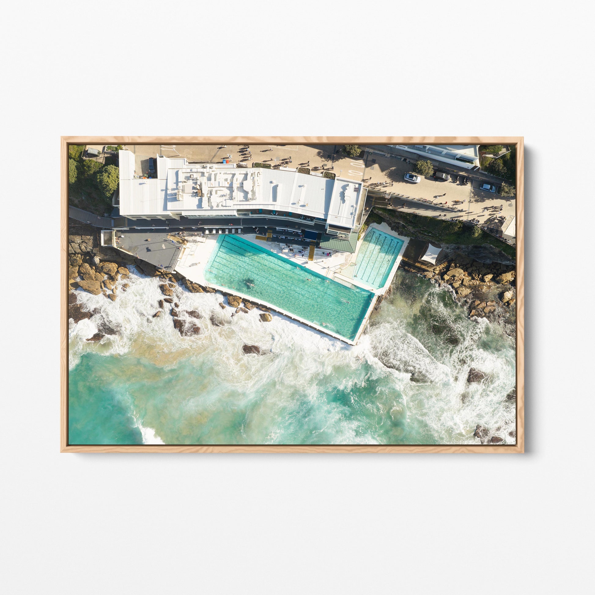 Bondi Icebergs Pool Oak Framed Canvas