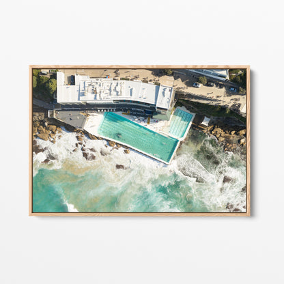 Bondi Icebergs Pool Oak Framed Canvas