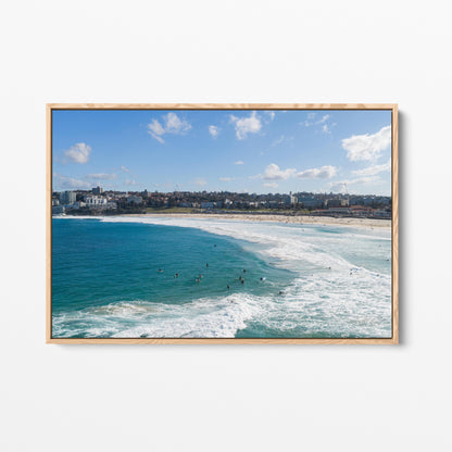 Bondi Beach Oak Framed Canvas