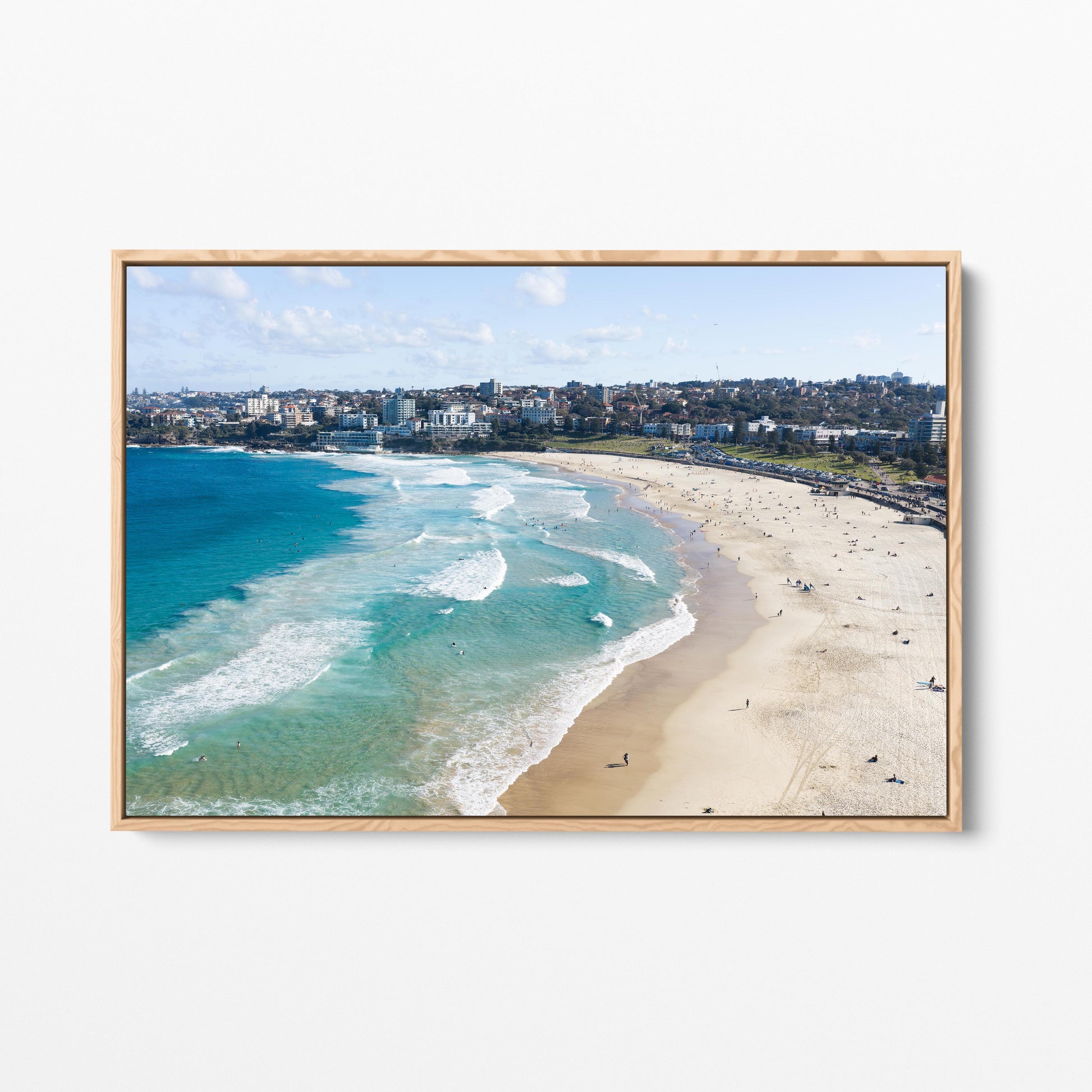 Bondi Beach Oak Framed Canvas Sydney