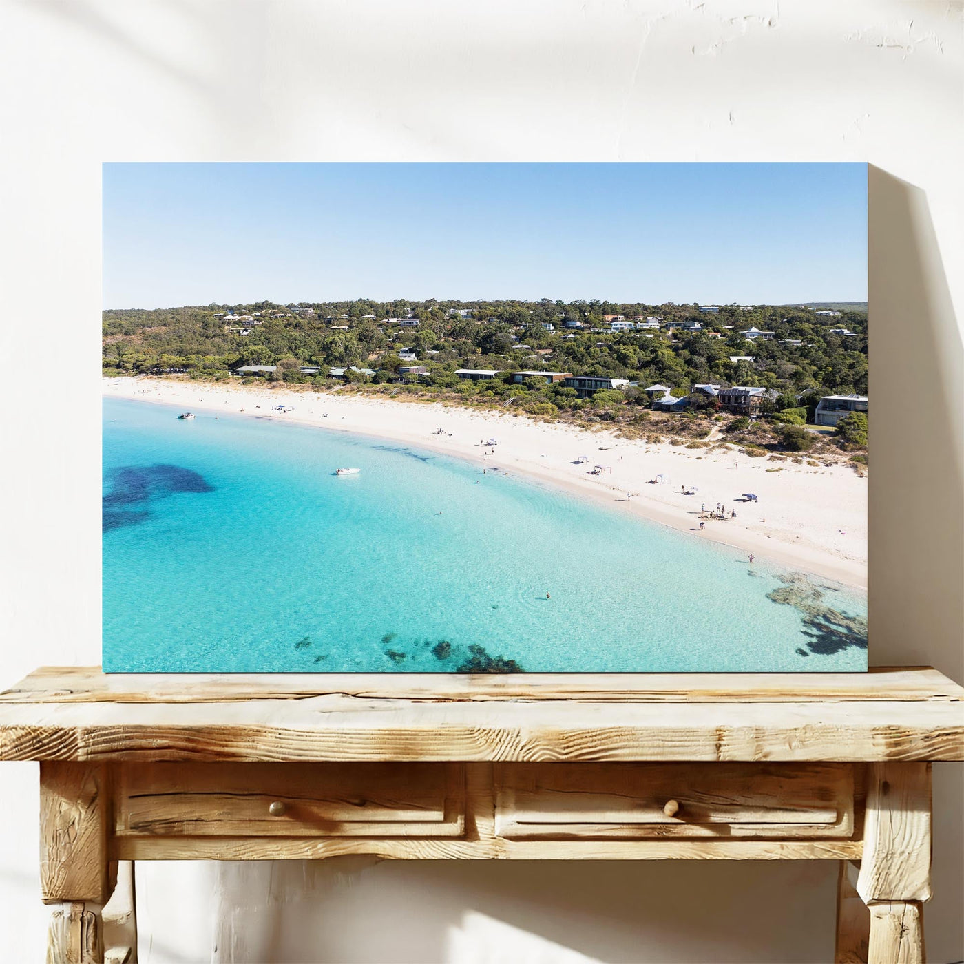 Bunker Bay aerial framed canvas print Cape Naturaliste