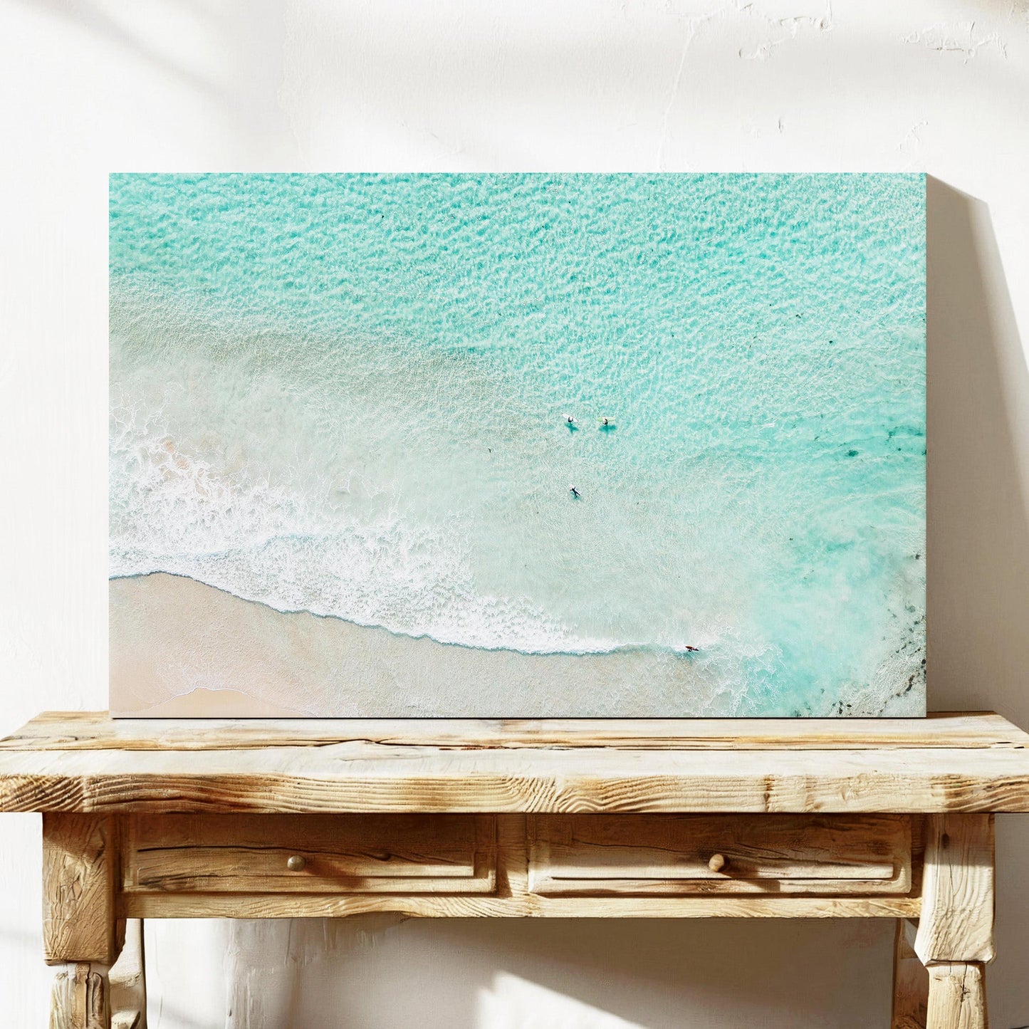 Aerial surfer ocean photography canvas wall art
