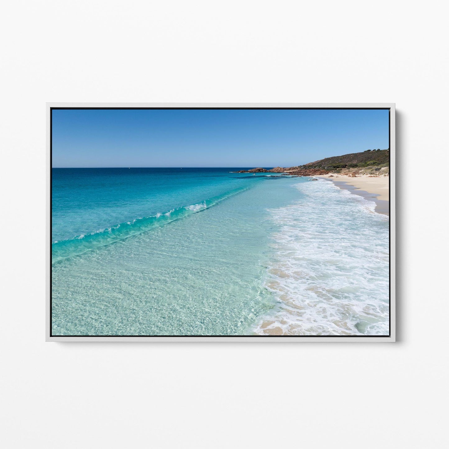 Eagle Bay white framed canvas
