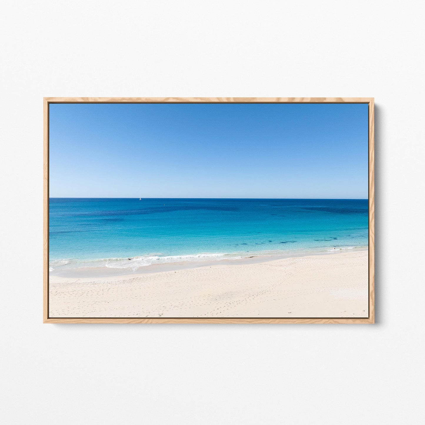 Eagle Bay sea and sand oak framed canvas