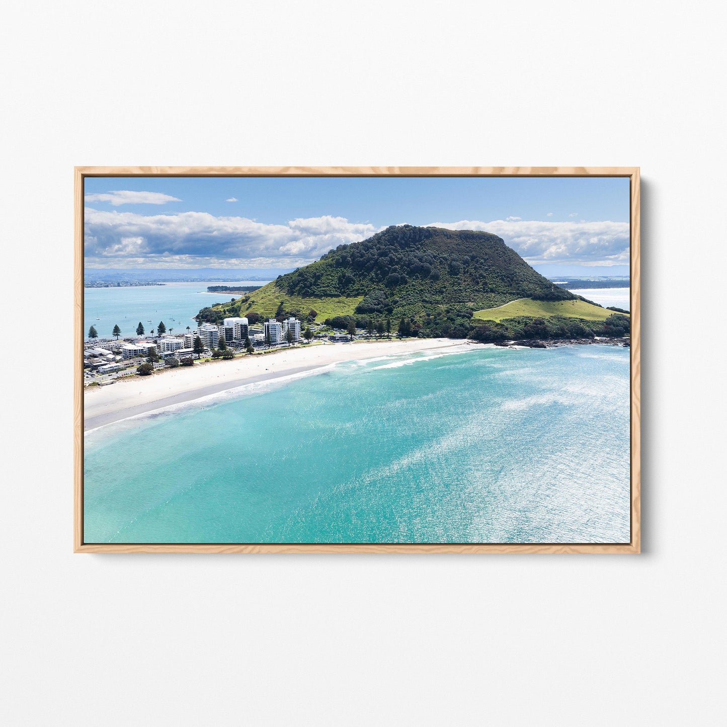Mount Maunganui oak framed canvas