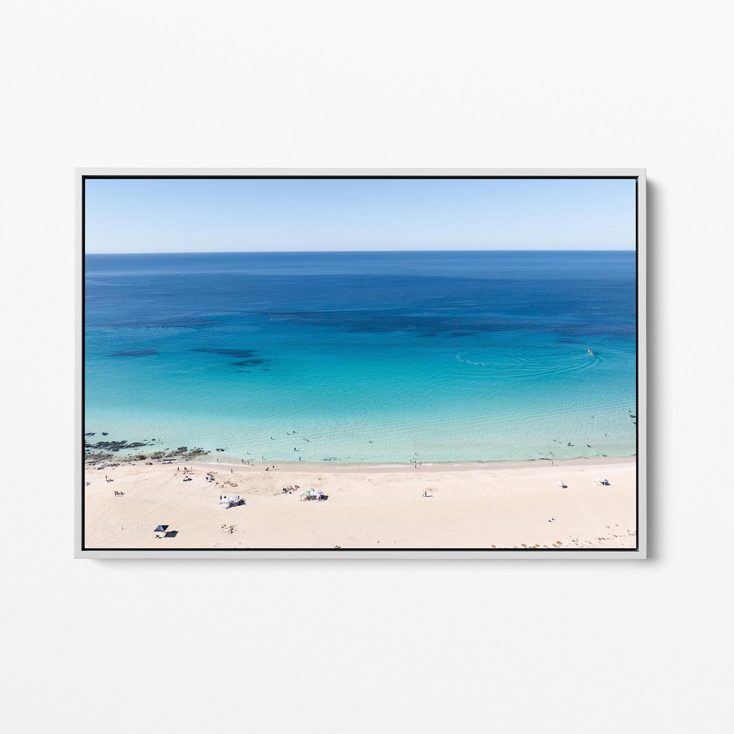 Eagle Bay white framed canvas