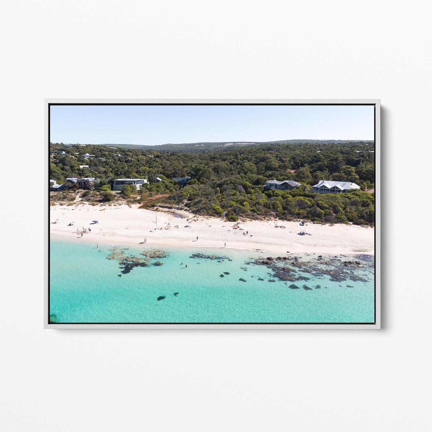 Eagle Bay white framed canvas