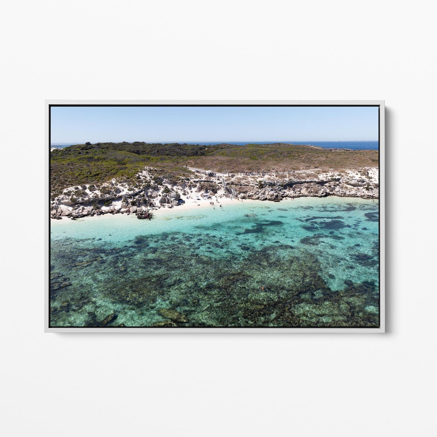 Salmon Bay white framed canvas