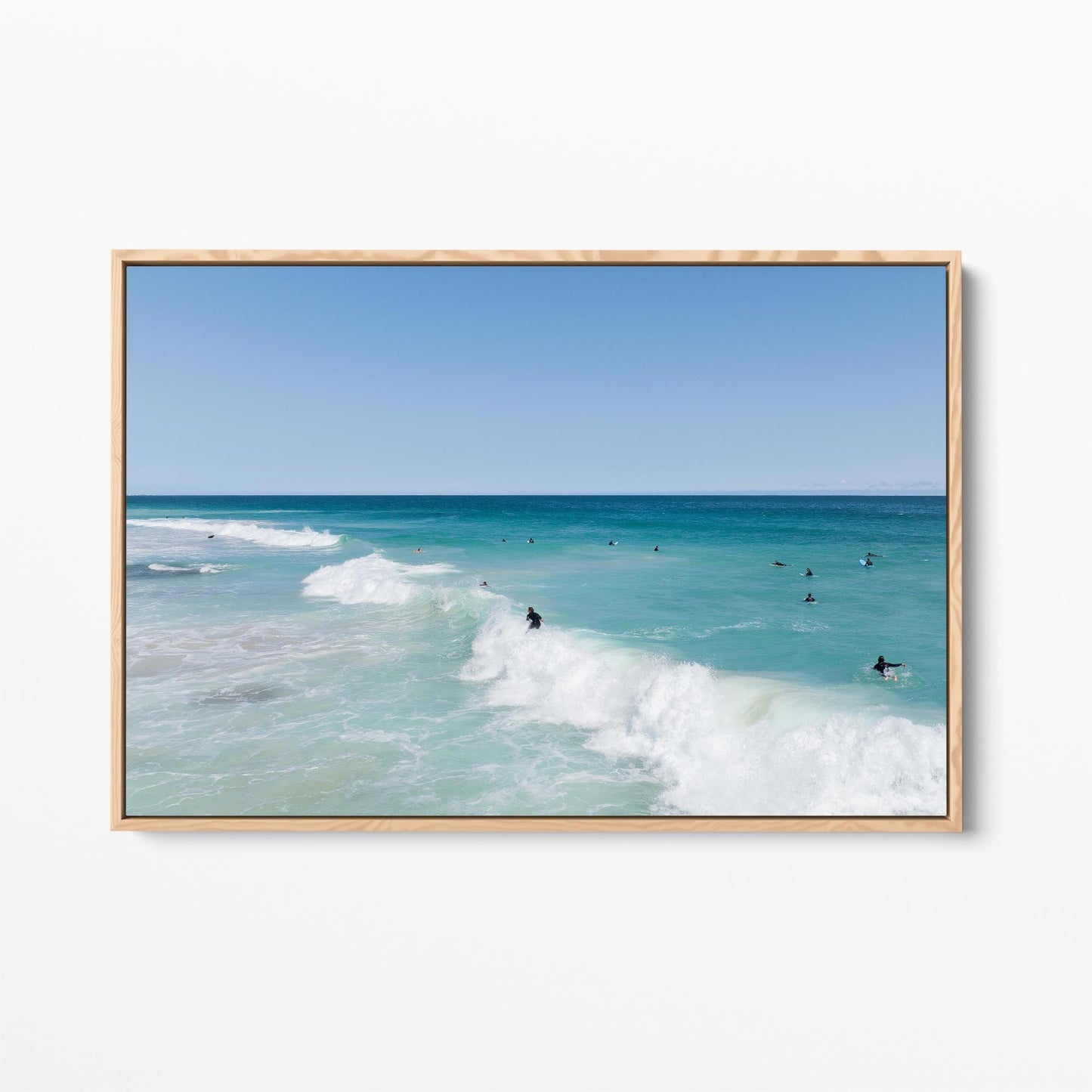 Scarborough surfers oak framed canvas