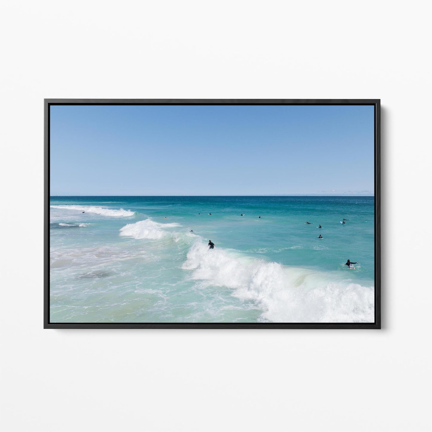 Scarborough surfers black framed canvas