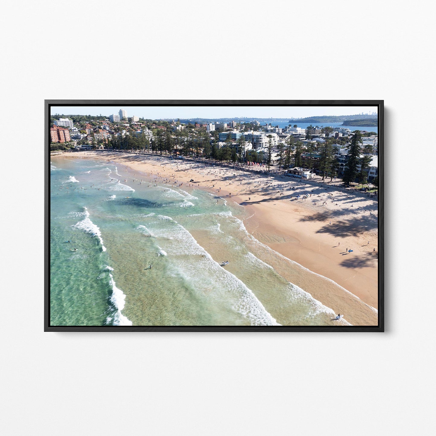 Manly Beach black framed canvas
