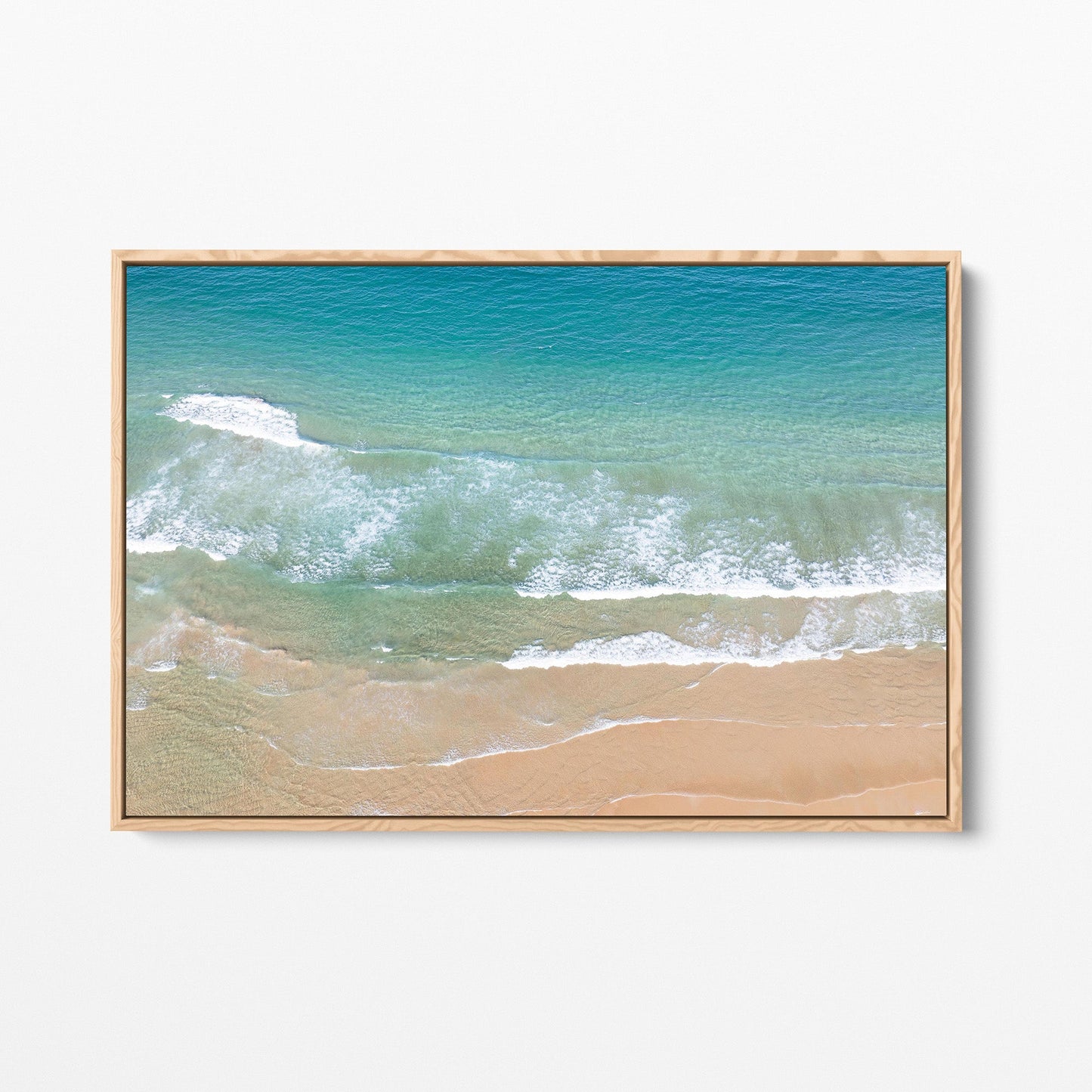 Manly Beach ocean oak framed canvas