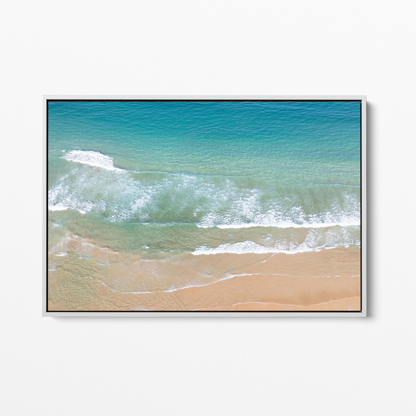 Manly Beach ocean white framed canvas