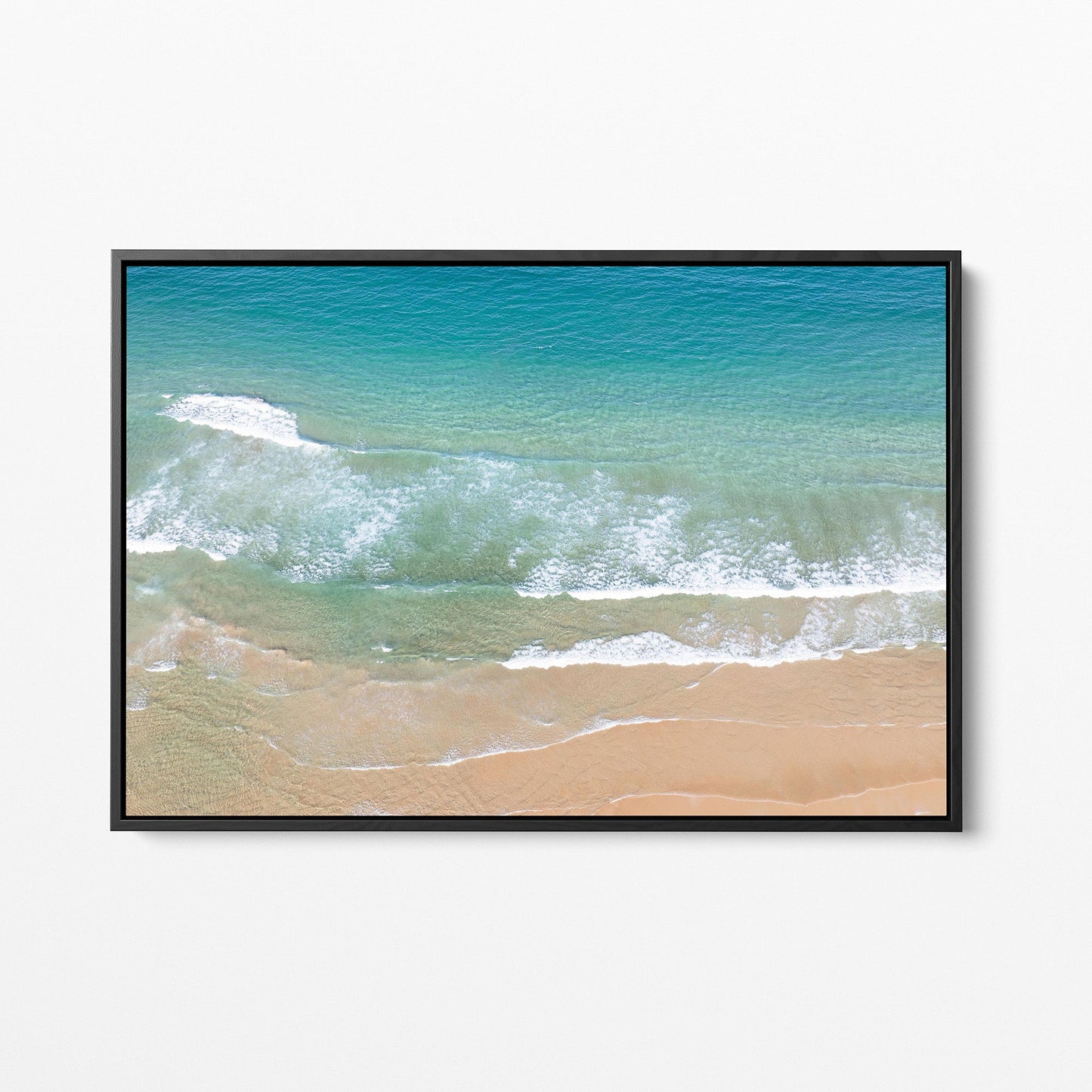 Manly Beach ocean black framed canvas