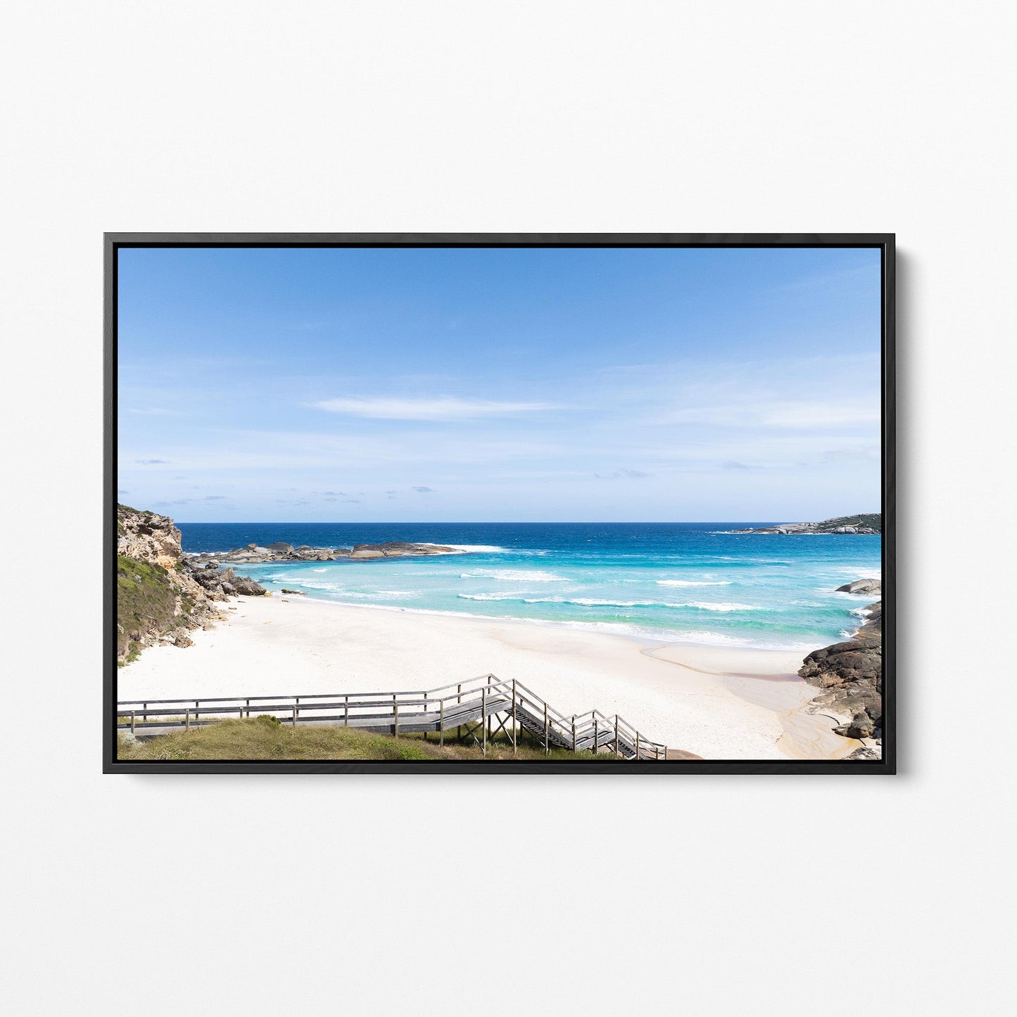 Lowlands Beach black framed canvas