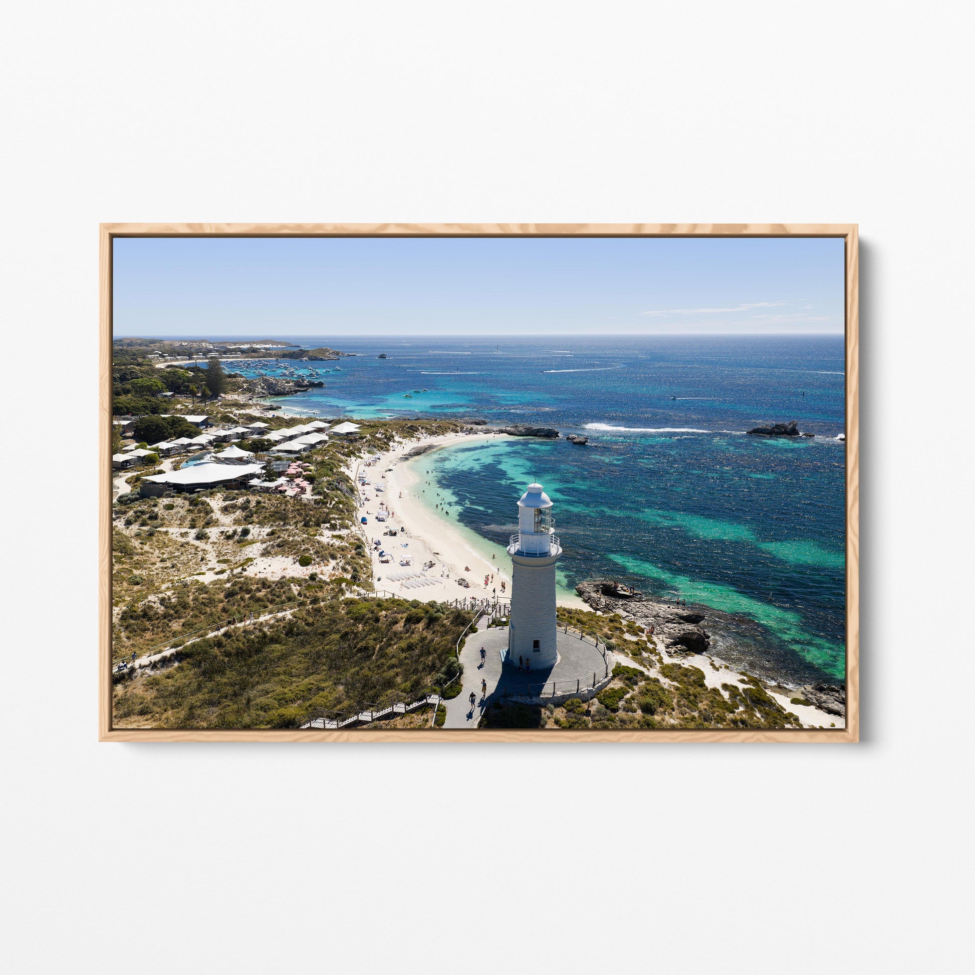 Pinky Beach Oak Framed Canvas