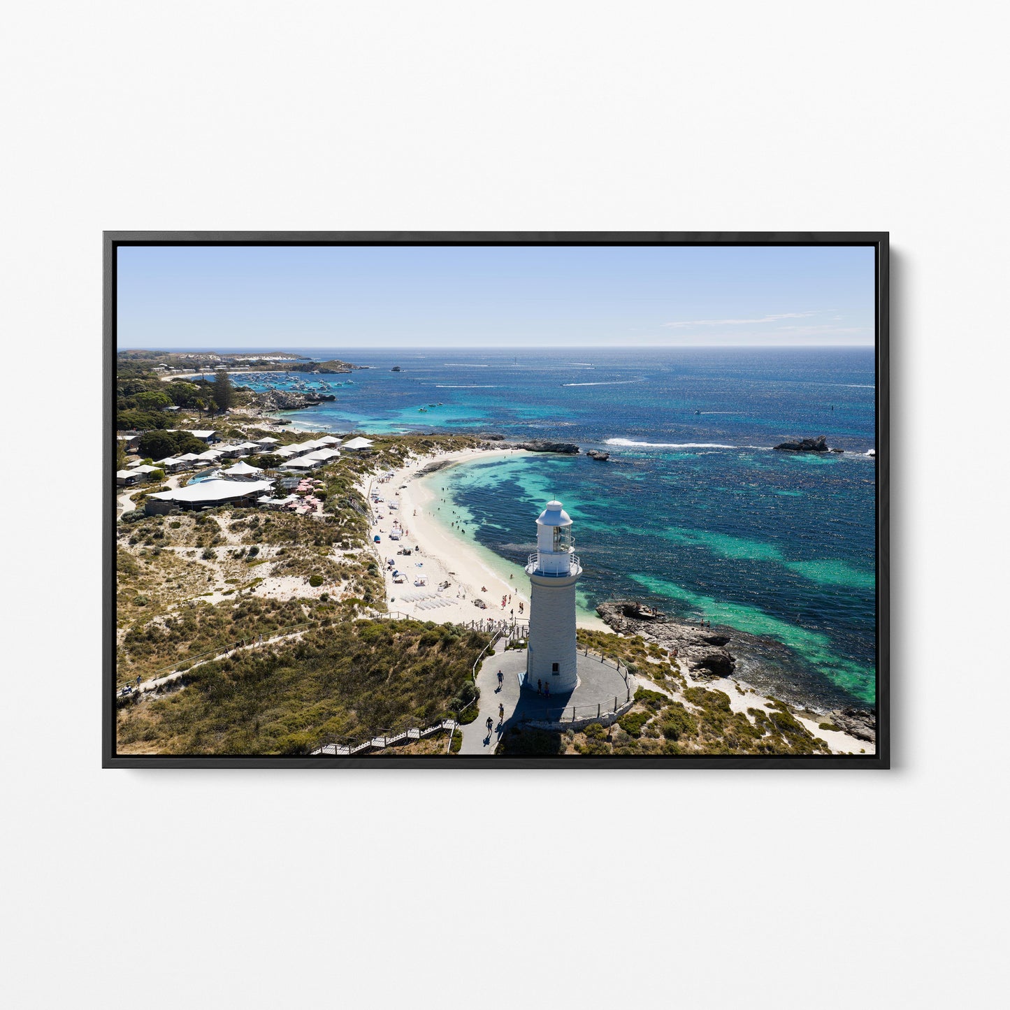 Pinky Beach Black Framed Canvas