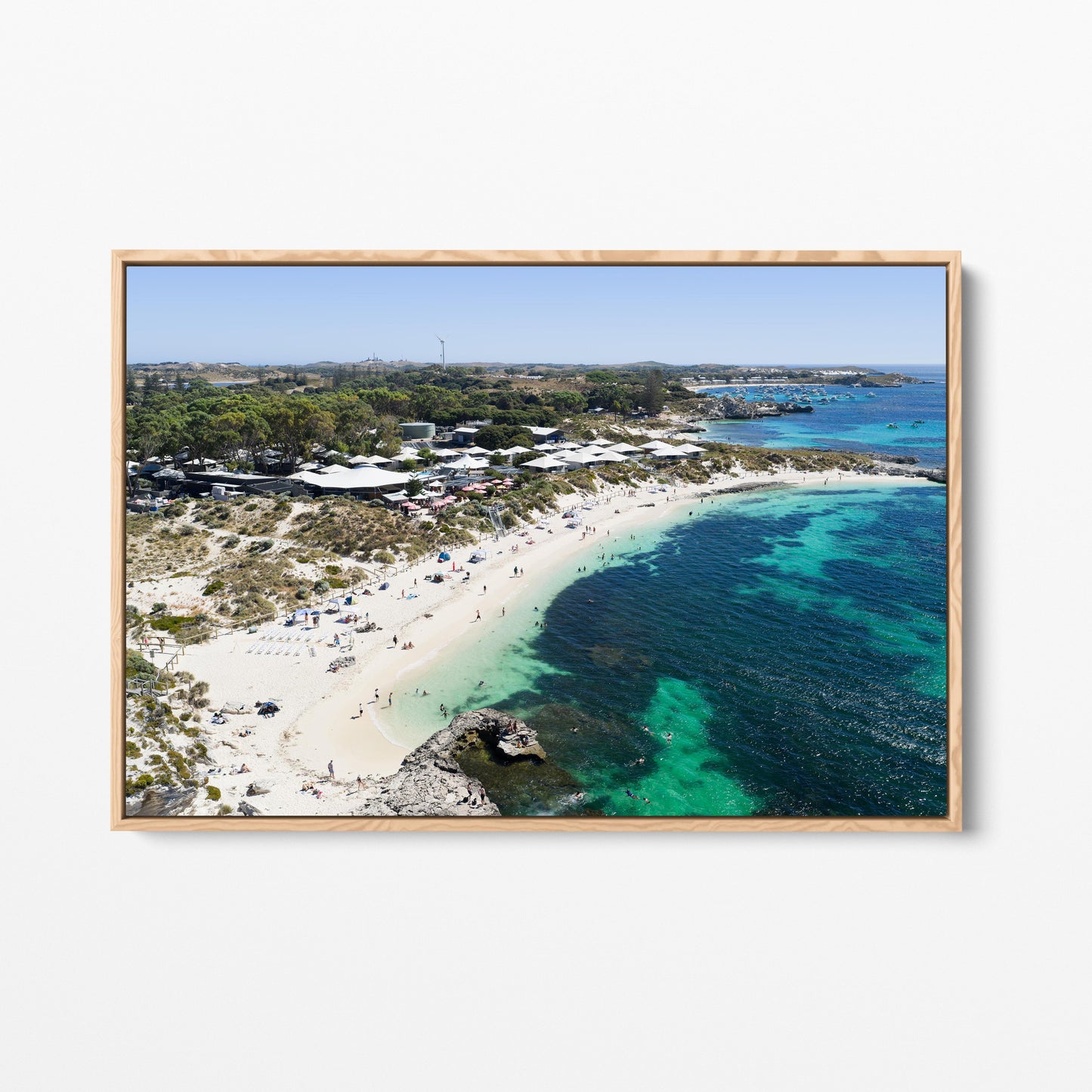 Pinky Beach Shallows Oak Framed Canvas
