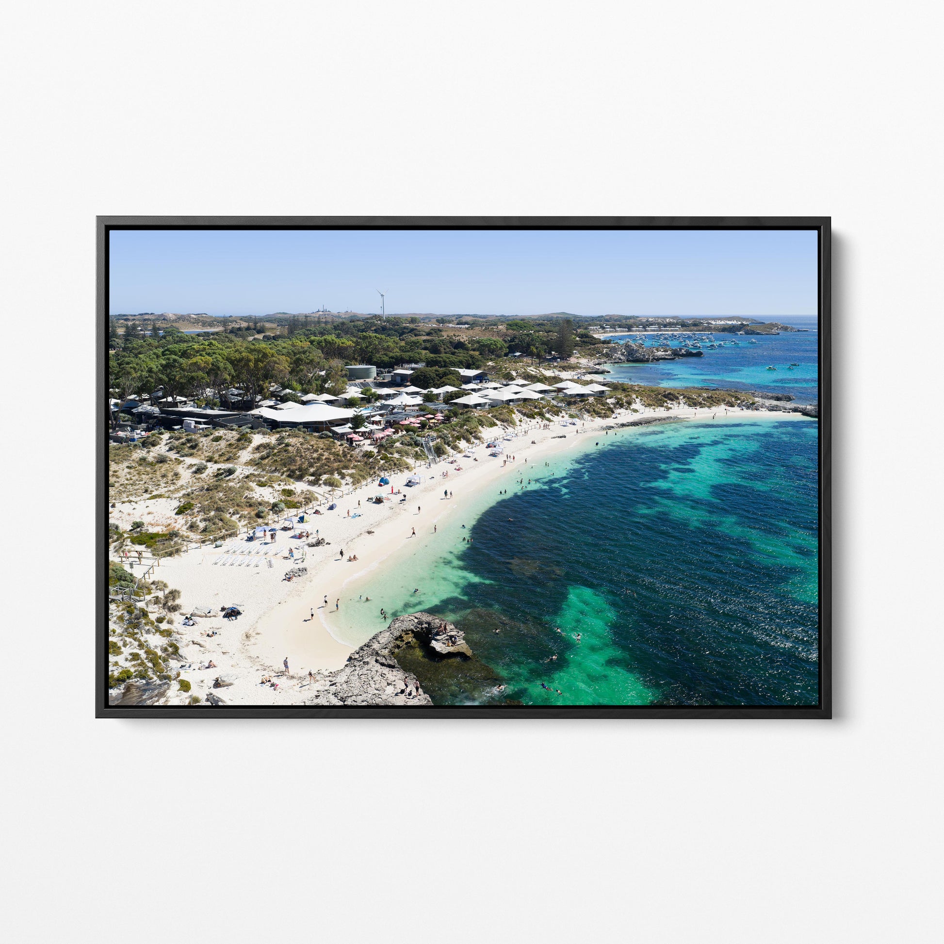 Pinky Beach Shallows Black Framed Canvas