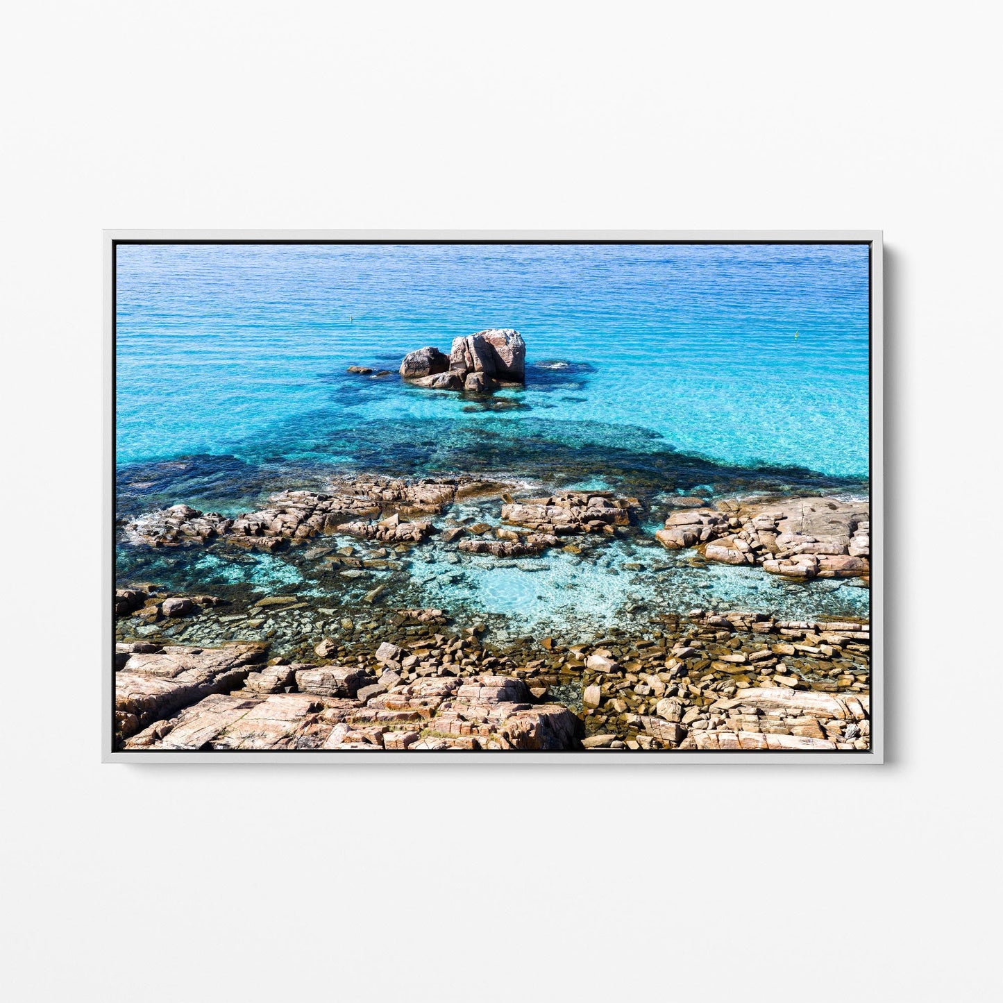 Gannet Rocks white framed canvas