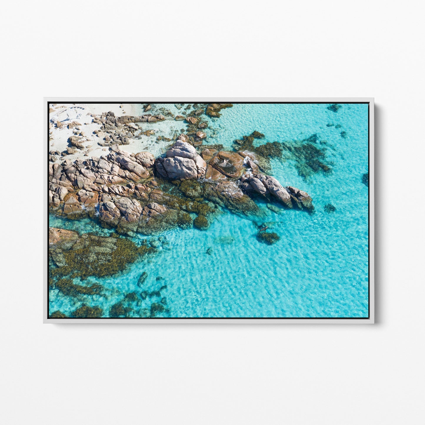 Eagle Bay Granite White Framed Canvas