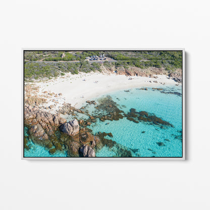 Eagle Bay Cove White Framed Canvas