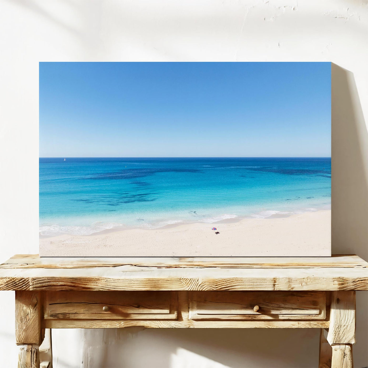 Eagle Bay ocean and sand minimal aerial canvas print WA