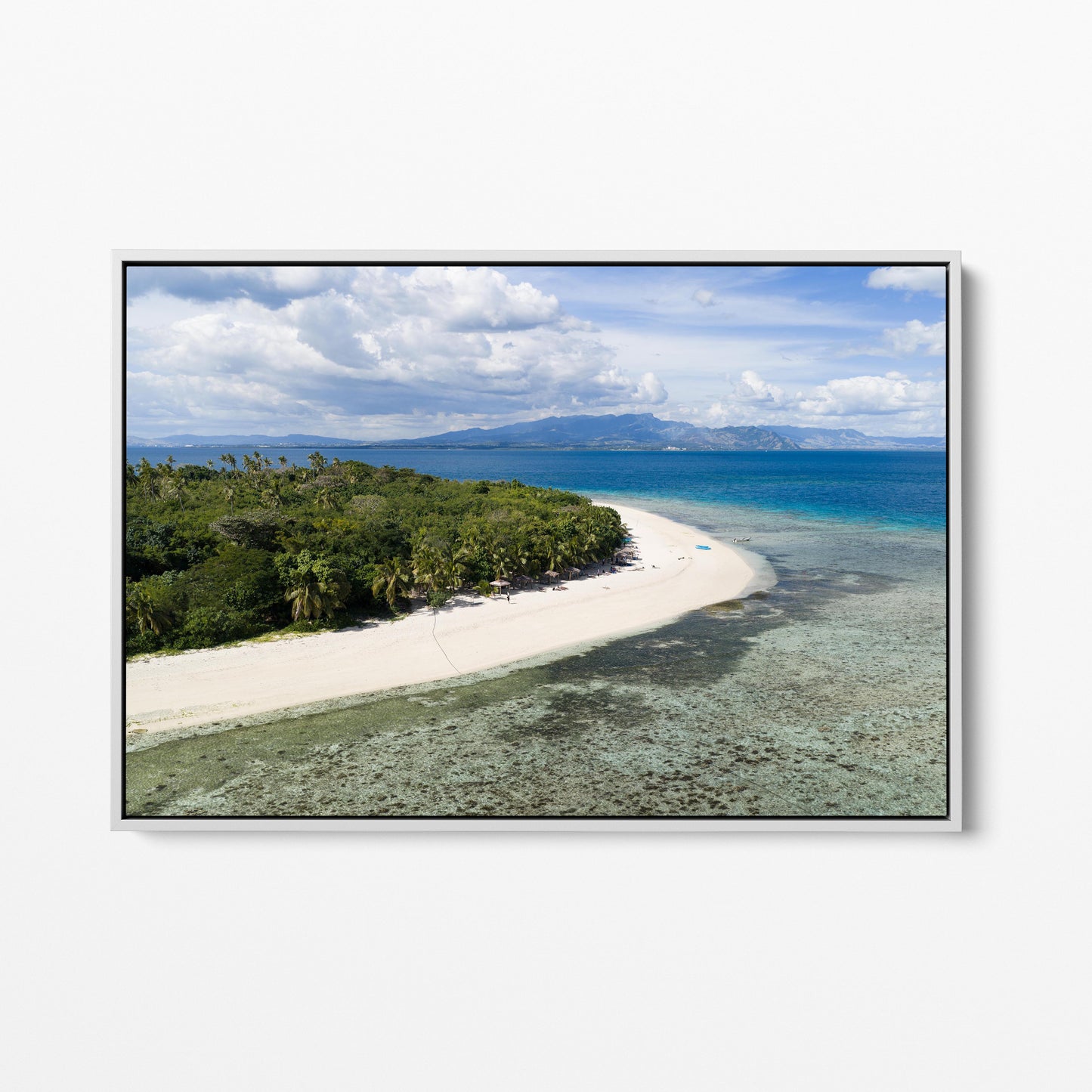 Serenity Island sandspit in Fiji in a white frame