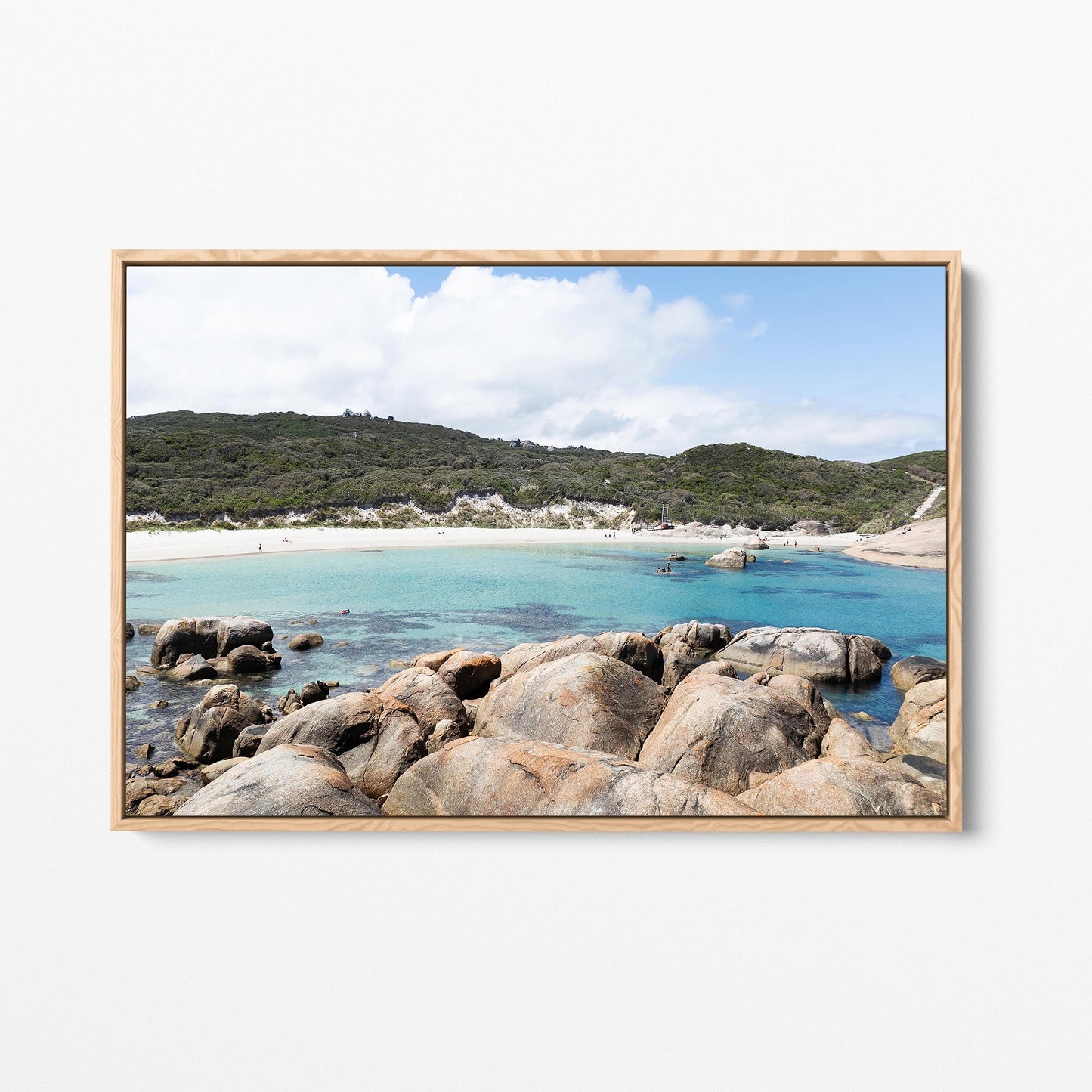 Greens Pool boulders oak framed canvas