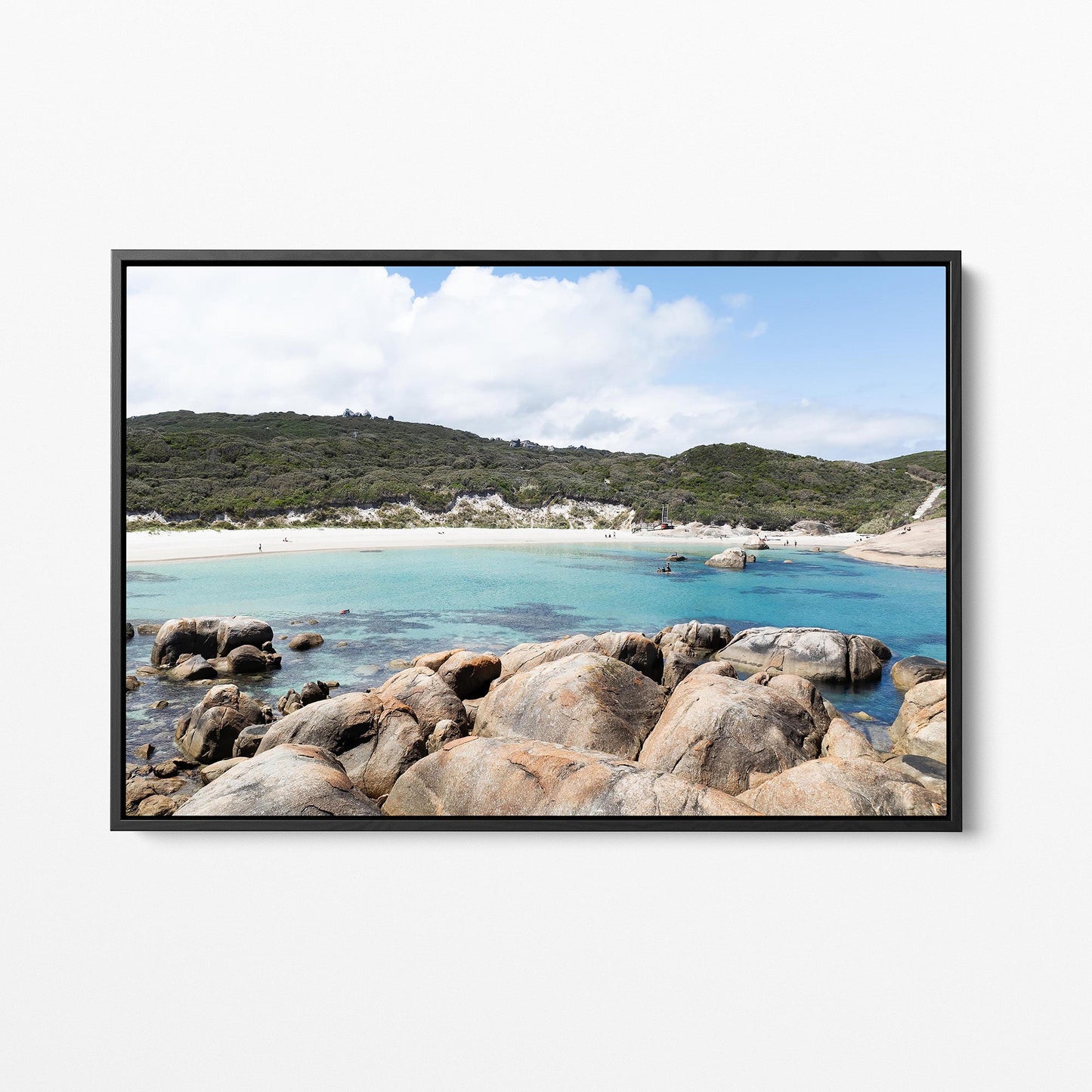 Greens Pool boulders black framed canvas