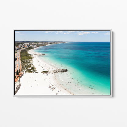 Sorrento Coastline White Framed Canvas