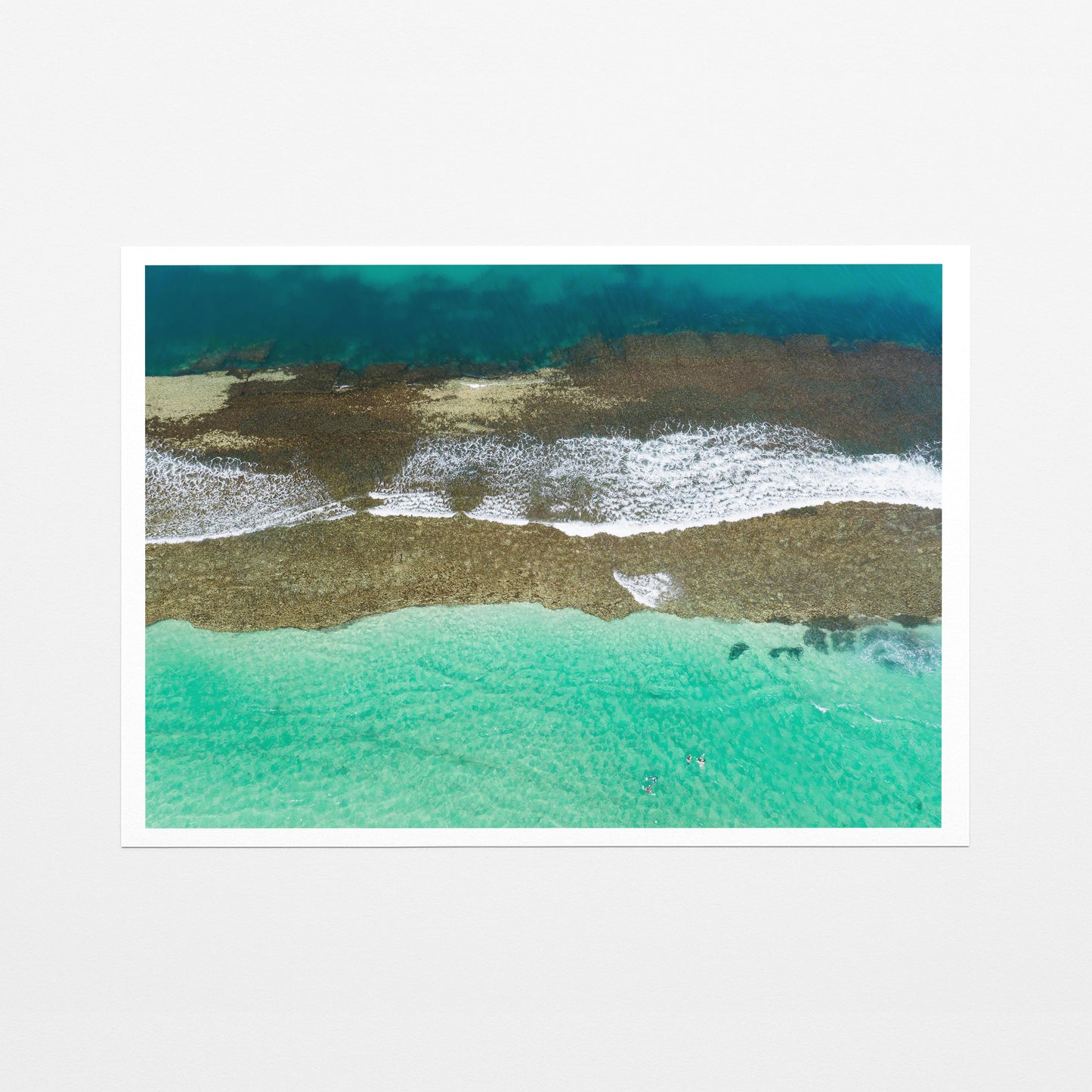 Reef and breaking water at Yanchep Lagoon, printed on fine art paper with a white border
