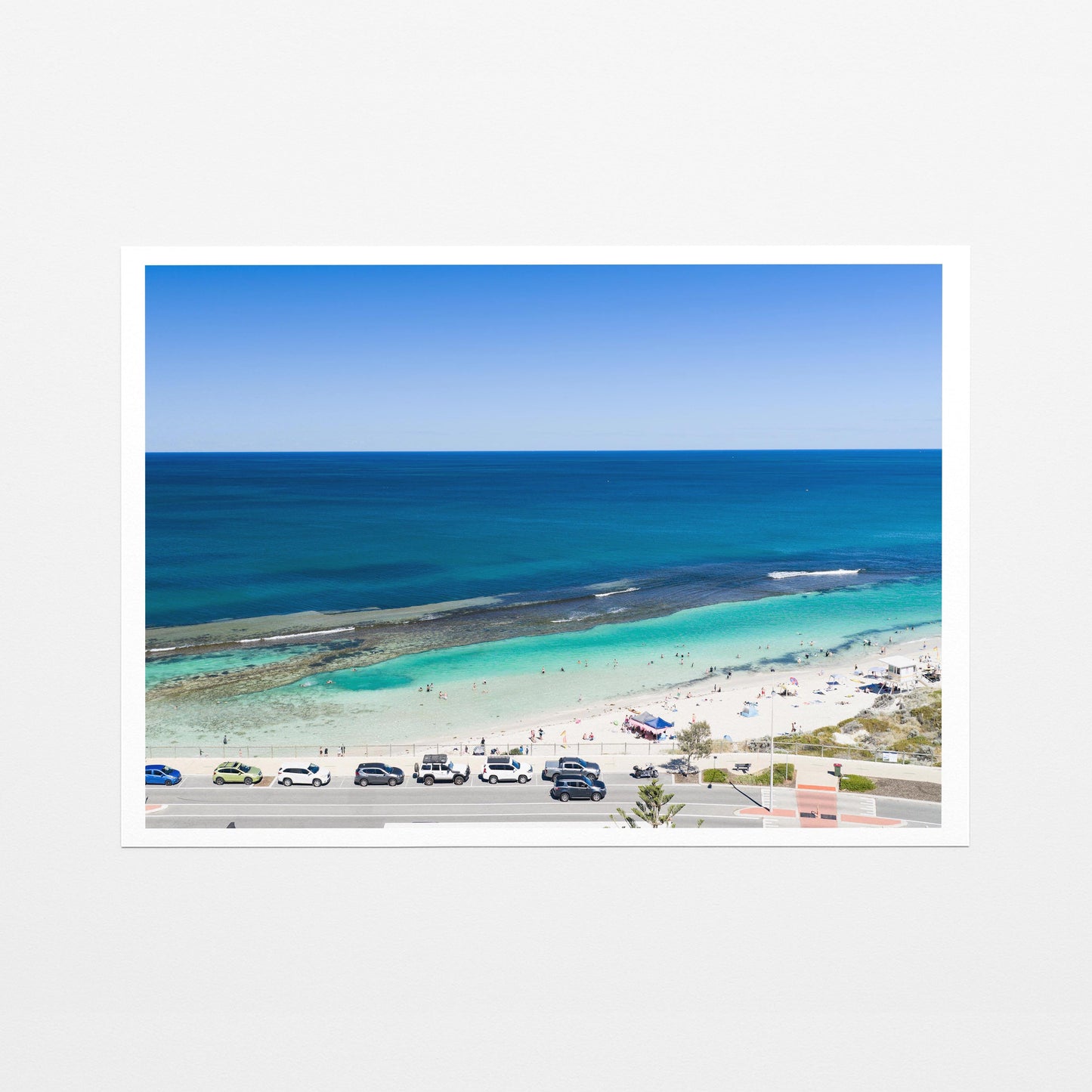The beach and reef at Yanchep Lagoon printed on fine art paper with a white border