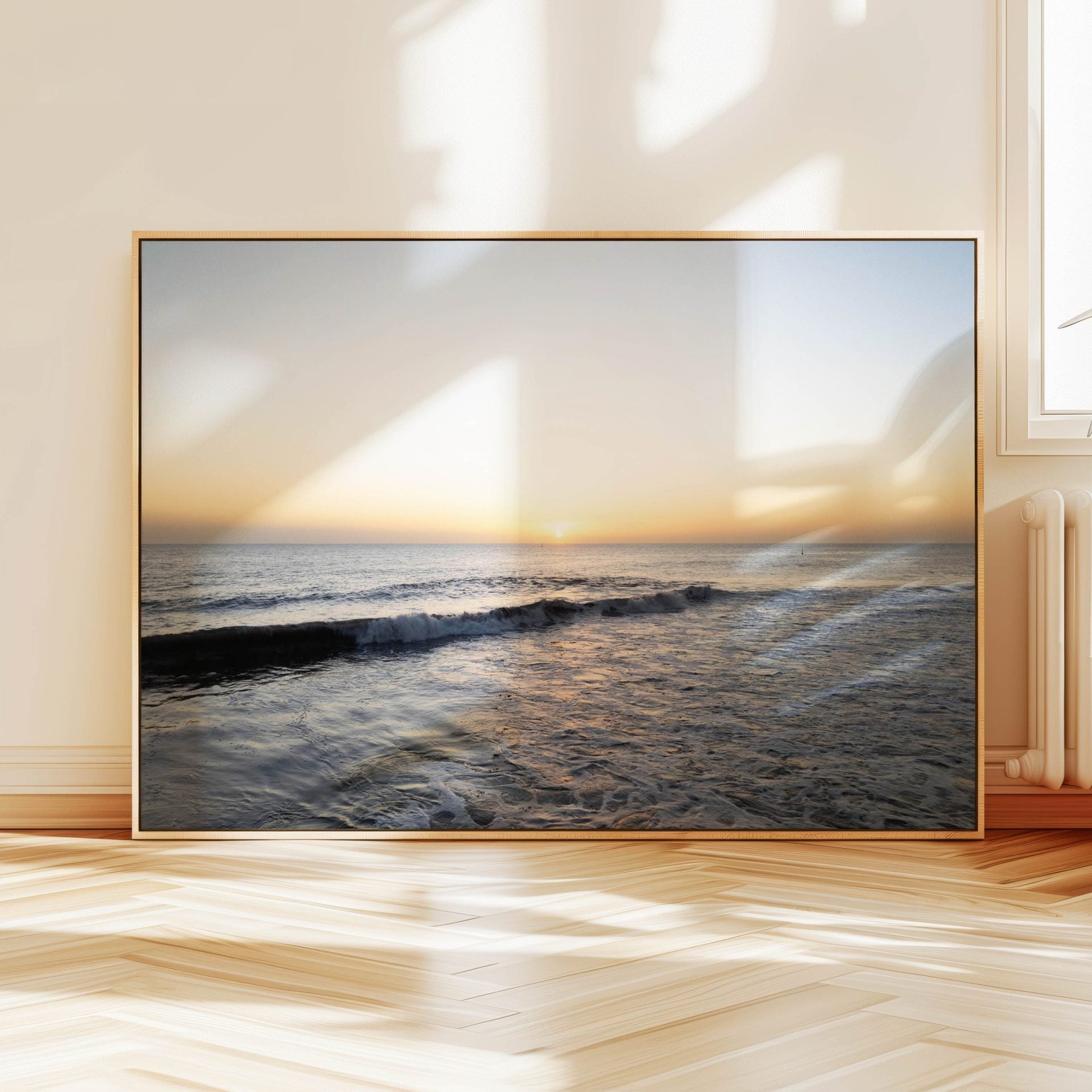 Sunset Ocean Waves Framed Canvas Wall Art image 2