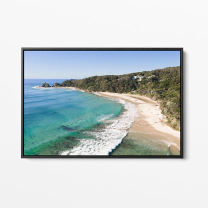Wategos Beach Byron Bay Black Framed Canvas