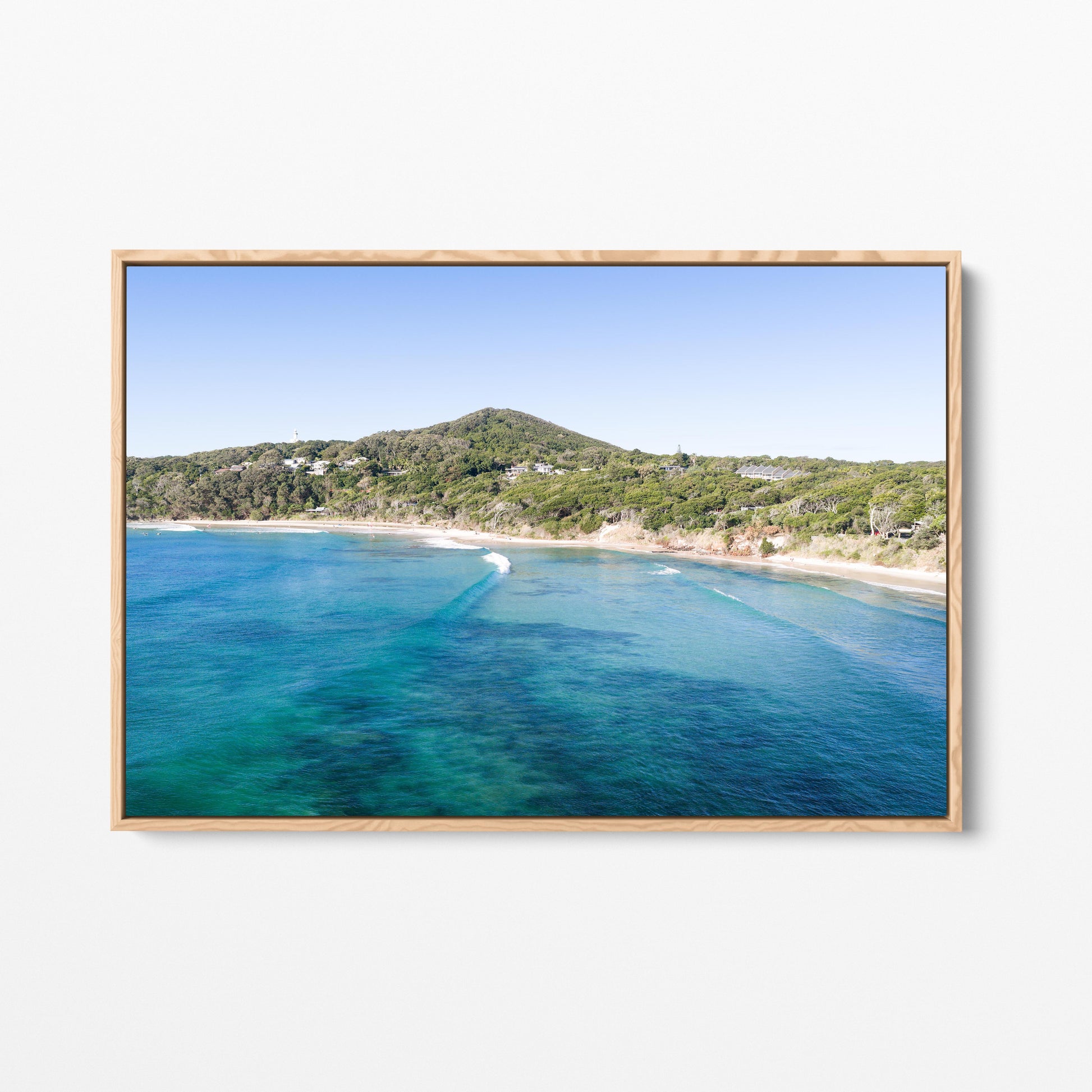Byron Bay Headland Oak Framed Canvas