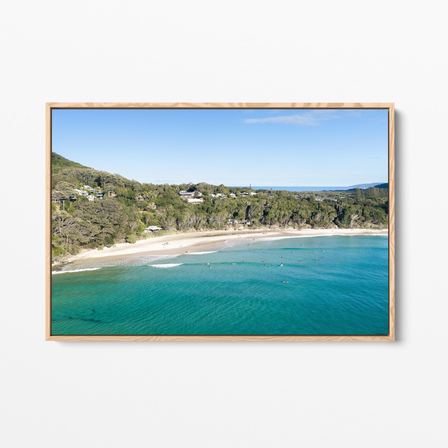 Wategos Beach Rainforest Oak Framed Canvas