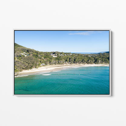 Wategos Beach Rainforest White Framed Canvas