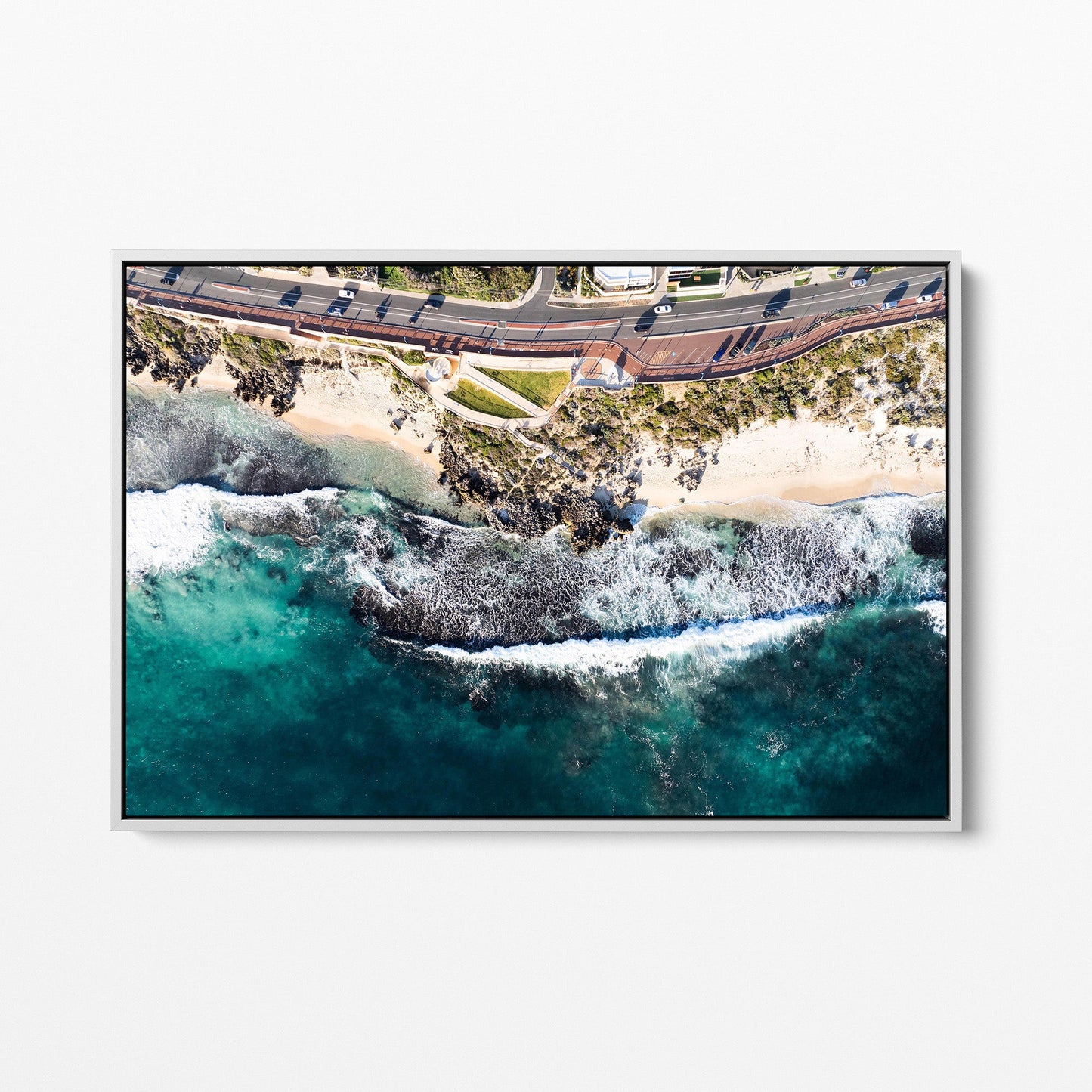 Trigg coastline white framed canvas