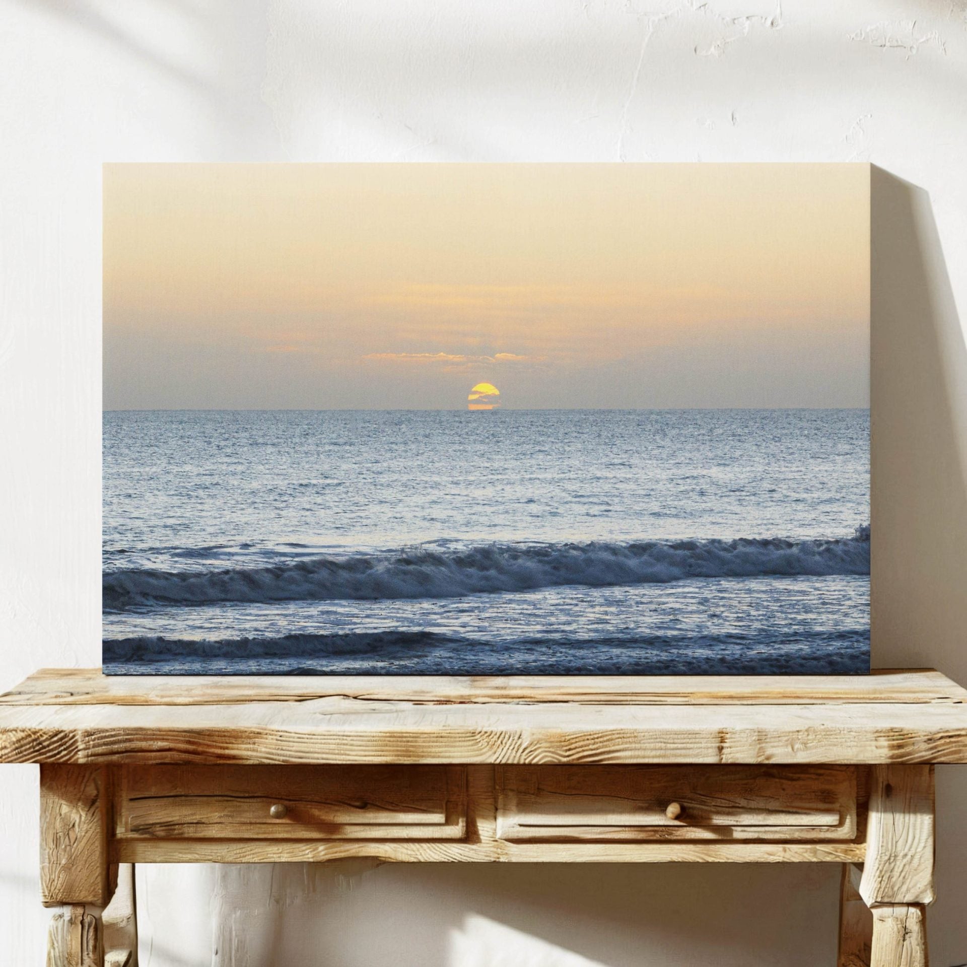 Ocean Waves Sunset Framed Canvas Prints