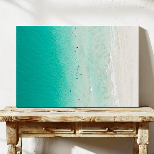 Perth Surfing Beach Framed Canvas Wall Art