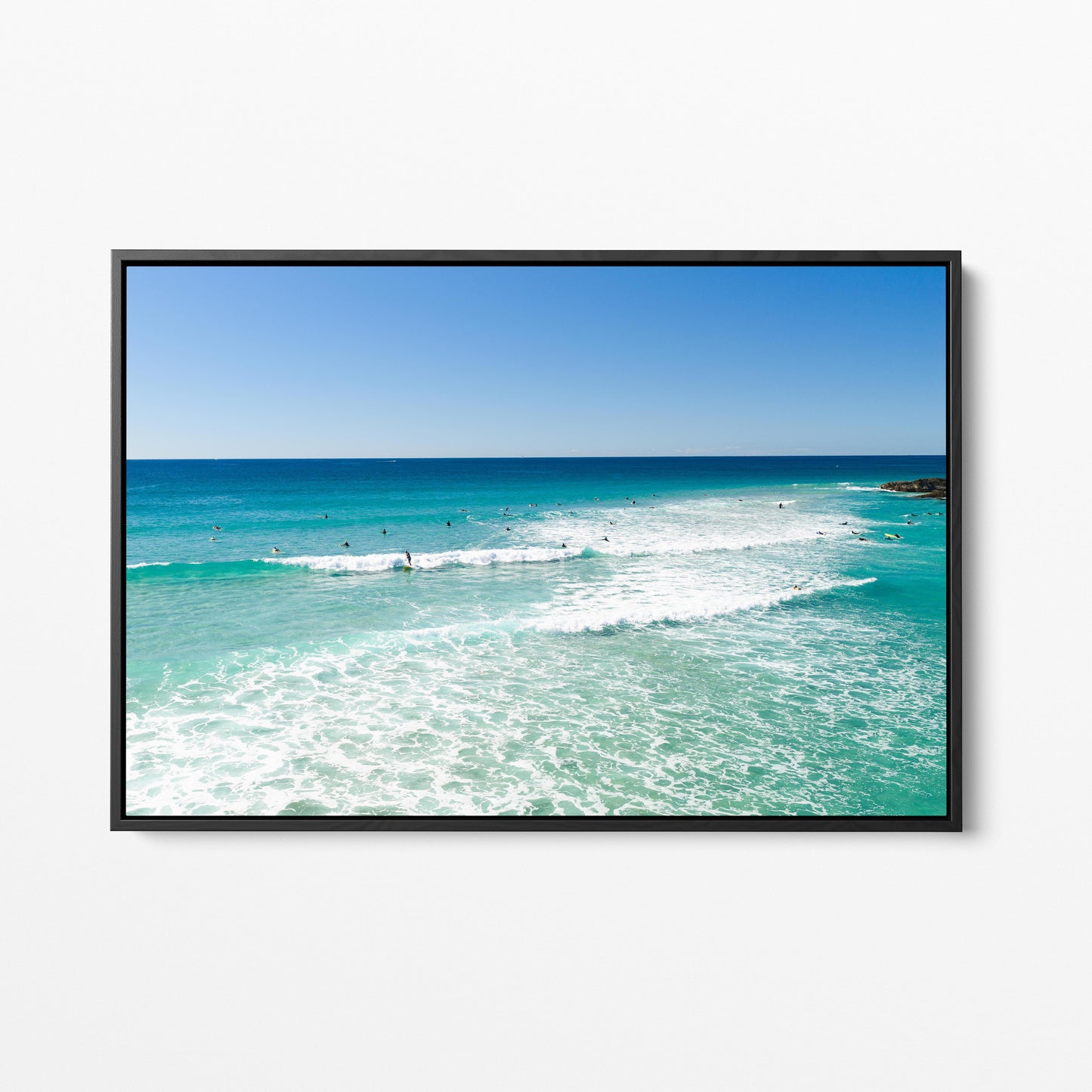 Palm Beach Surfers Black Framed Canvas Gold Coast